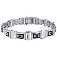 Black Diamond Statement Bracelet White Gold 8.5" Pave Bangle Domed Link 1.27 Ct.