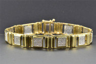 Diamond Link Bracelet Round Cut Pave Design 10K Yellow Gold 1.22 CT / 8.5 Inch