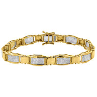 Diamond Statement Link Bracelet 10K Yellow Gold 8.5" Pave Round Cut 1.55 Ct.