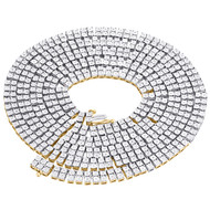 2 Row Necklace Genuine Diamond Link Chain Mens .925 Sterling Silver 36" | 2.5 CT