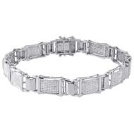 Diamond Statement Bracelet White Gold 8.5" Pave Link Round Cut Bangle 1.49 Ct.