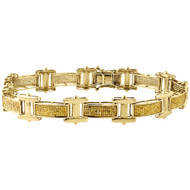 Yellow Diamond Yellow Gold Statement Link Bracelet 8.5" Pave Round Cut 1.42 Ct.