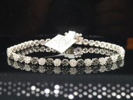 White & Black Diamond 10K White Gold Link Designer Flower Bracelet 2.36 Ct.