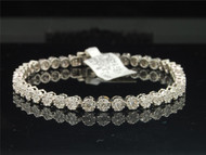 Ladies 14K White Gold 3.96 ct. Diamond Flower Set Designer Link Bracelet 7.50"