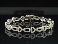 Diamond Hearts & Teardrop Link Bracelet 7.25" Ladies 14K White Gold 2.58 Ctw.