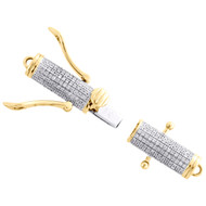 10K Yellow Gold Diamond 3D Style Box Clasp Lock For 3mm Chain / Necklace 3/4 CT.