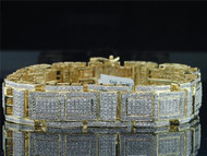 Mens 10K Yellow Gold 5 ct Genuine Diamond Bracelet Bangle Link Tennis Pave 8.50"