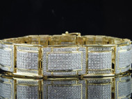 Diamond Link Bracelet Mens 10K Yellow Gold Pave Round Designer 5 Tcw.