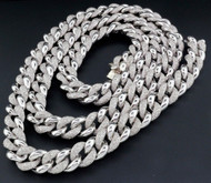 Diamond Miami Cuban Chain Mens .925 Sterling Silver 11mm Necklace Link 8 CT.