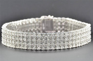 4 Row Diamond Bracelet .925 Sterling Silver Mens White Finish Round Cut 8.5 Inch