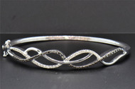 Black Diamond Swirl Bangle .925 Sterling Silver Round Cut Pave Bracelet 0.39 CT