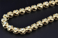 Diamond Solitaire Necklace Tennis Chain 10K Yellow Gold 1 Row Round Cut 32 Inch