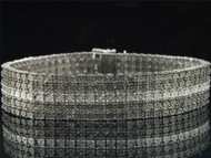 Mens 5 Row .925 Sterling Silver Diamond Tennis Bracelet Link Fanook Set 1/4ct