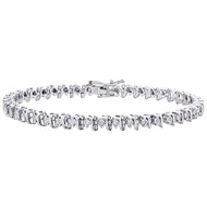 Genuine Diamond S Link Tennis Bracelet Miracle Set 7.50" Sterling Silver 1/3 Ct.