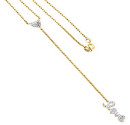 14K Yellow Gold Diamond Rosary Necklace 19.60" Heart Love Charm Pendant 0.23 ct.