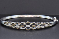 Double Infinity Brown Diamond Swirl Bangle .925 Sterling Silver Bracelet .70 CT