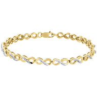 10k Yellow Gold Ladies Round Diamond Infinity Link Tennis Bracelet 7" (0.25 Ct.)