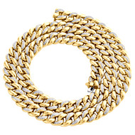10K Yellow Gold 9.75mm Diamond Miami Cuban 3D Choker Chain 20" Necklace 2.70 CT.