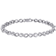 10k White Gold Ladies Round Diamond Infinity Link Tennis Bracelet 7" (0.25 Ct.)