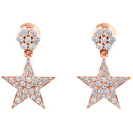 10K Rose Gold Diamond Star Danglers Drop Unisex Earrings Flower Studs 1.32 CT.