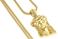 Yellow Diamond Teardrop Jesus Face Pendant Mens Gold Charm 1 Ct.