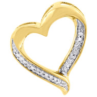 Heart Diamond Pendant 10K Yellow Gold Round Cut Charm 0.10 CT.