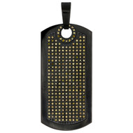 Black PVD Stainless Steel Yellow Diamond Dog Tag Pendant 2.25" Charm 1.50 CT.
