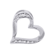 Diamond Heart Pendant 10K White Gold Round Cut Charm Necklace 0.05 CT.