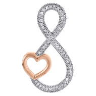Diamond Infinity Charm Necklace 10K Two Tone Gold Heart Pendant 0.15 CT.