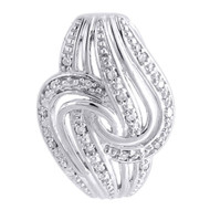 10K White Gold Diamond Curved Swirl Slide Fashion Pendant 0.05 Ct