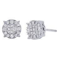 14K White Gold Princess Diamond Soleil Collection Circle Stud Earrings 0.25 Ct.