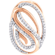 10K Rose Gold Diamond Ladies Curved Oval Slide Fashion Swirl Pendant 0.20 Ct.