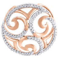 10K Rose Gold Diamond Ladies Curved Circle Slide Fashion Round Pendant 0.20 Ct.