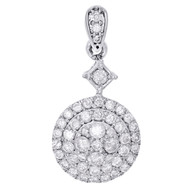10K White Gold Diamond Cluster Fancy Statement Dangle Pendant 1" Charm 0.82 CT.