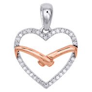10K Two Tone Diamond Pendant Ladies Cut Out Hold My Heart Charm 0.17 CT.