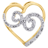 10K Yellow Gold Round Diamond Cut Out Heart w/ Swirl Slide Pendant 1/20 Ct.