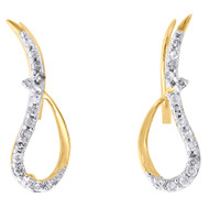 10K Yellow Gold Round Diamond Cut Out Wings Ear Climbers Fancy Earrings 0.20 Ct.