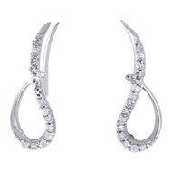 10K White Gold Round Diamond Cut Out Wings Ear Climbers Fancy Earrings 0.20 Ct.