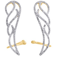 10K Yellow Gold Round Diamond Angel Wings Danglers Filigree Earrings 0.33 Ct.