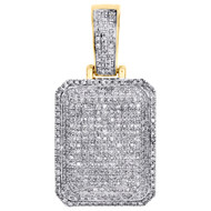 10K Yellow Gold Diamond Octagon Shape Dome Pillow Facny Pendant 1.3" Charm 1 CT.