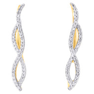 10K Yellow Gold Round Diamond Infinity Frame Ear Climber Earrings 1" | 1/4 CT.