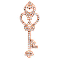 10K Rose Gold Genuine Diamond Key To The Heart Pendant Royal Slide Charm 1/5 CT.