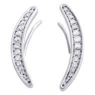 Sterling Silver Diamond Ear Climber Earrings Curved Hook Earrings 0.8" | 1/5 CT.