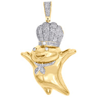 10K Yellow Gold Diamond Pillsbury Doughboy Statement Pendant 2.25" Charm 1 CT.