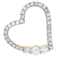 14K Yellow Gold Diamond Sideways Open Heart Frame Pendant 0.70" Slide 1/3 CT.