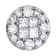 14K White Gold Round & Princess Diamond Circle Pendant 0.40" Slide Charm 1/2 CT.