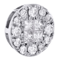14K White Gold Princess & Round Diamond Circle Slide Pendant Mini Charm 1/4 Ct.