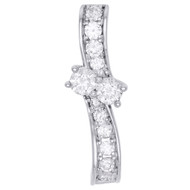 14K White Gold Two Stone Round Diamond Hearts Together Pendant Ladies Charm 1 CT