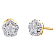 14K Yellow Gold Round Diamond Star Mini Studs Halo Earrings 1.75mm 0.25 Ct.
