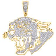 10K Yellow Gold Hamsa Hand of Fatima Diamond Pendant 1.50" Pave Charm 1.50 CT.